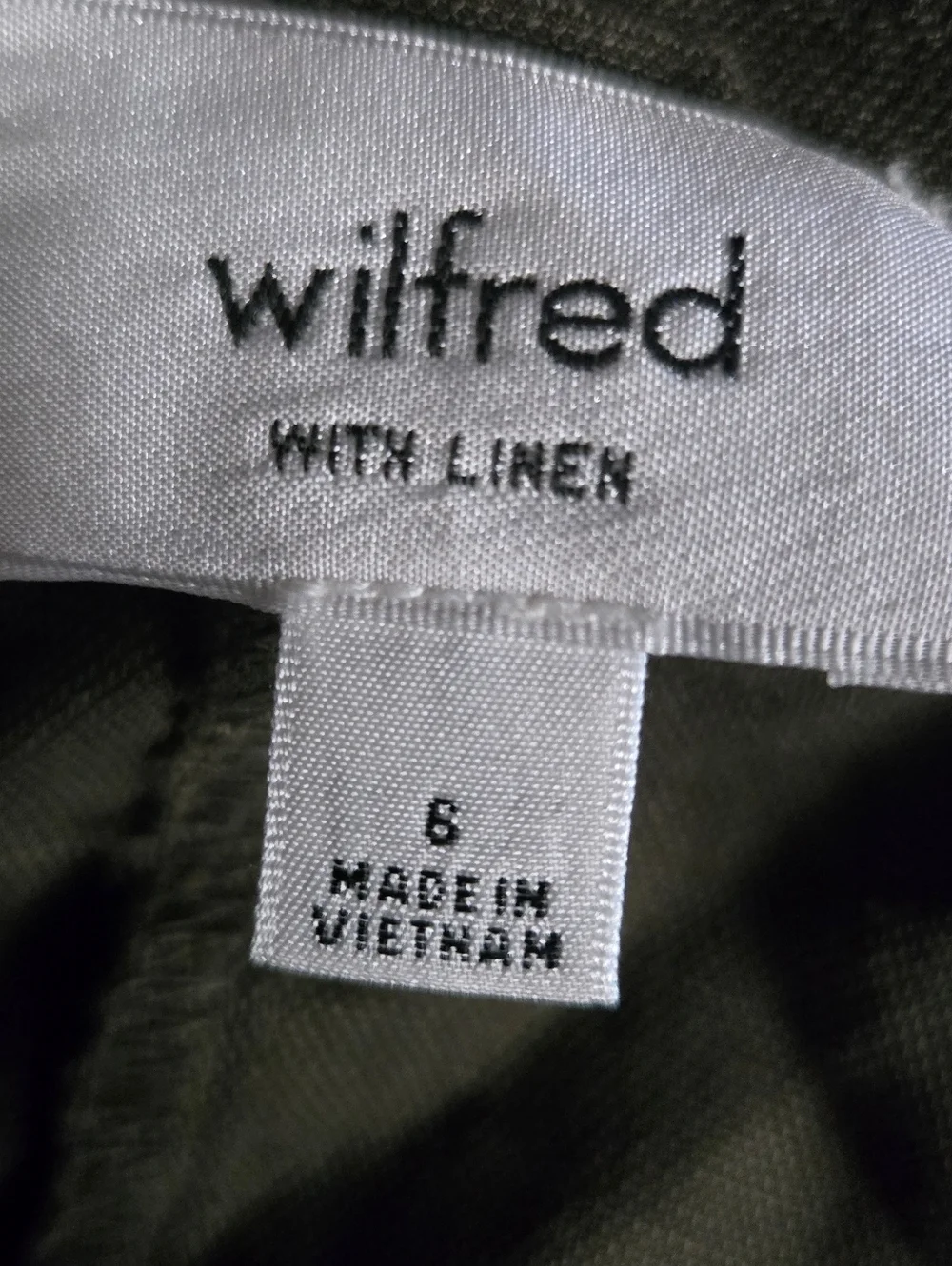 Wilfred Aritzia Cropped Linen Pant Green Trouser Cuffed Hem Size 6